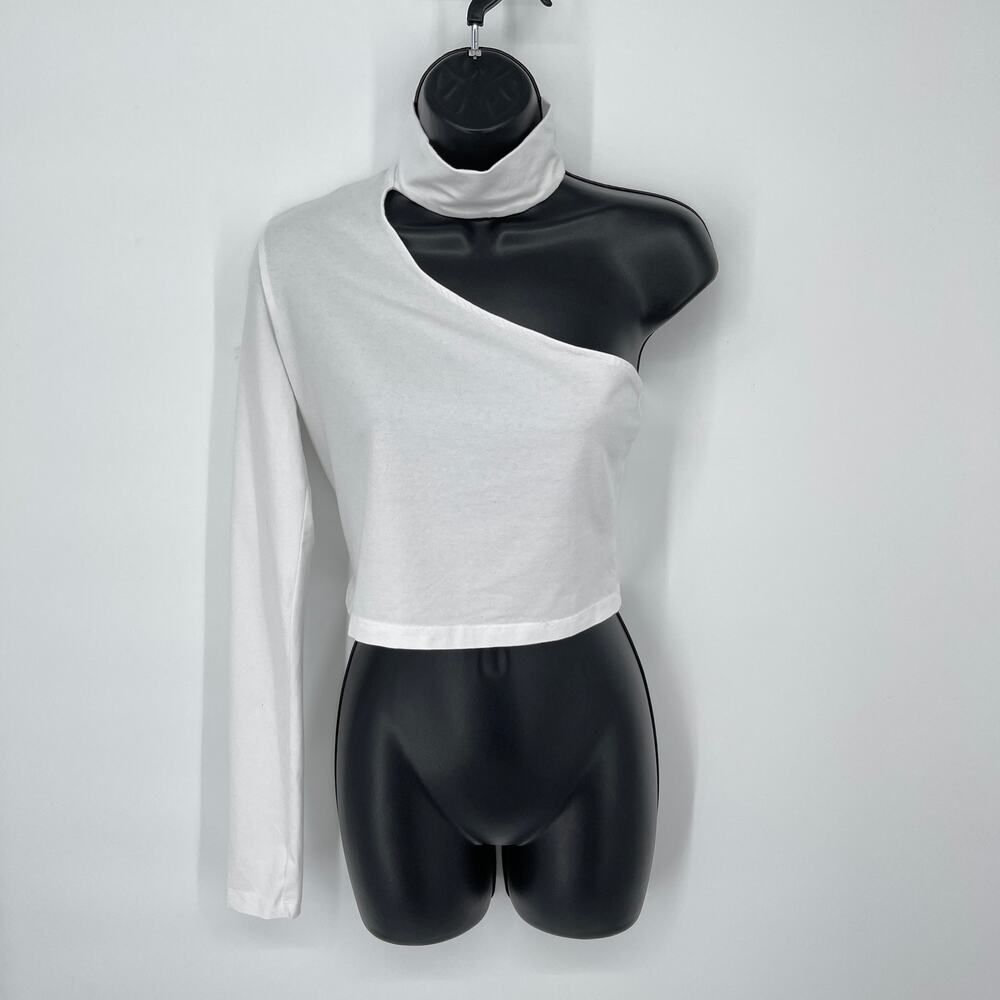 Cotton Citizen NEW Women's The Brisbane Cutout Turtleneck Top Size M White